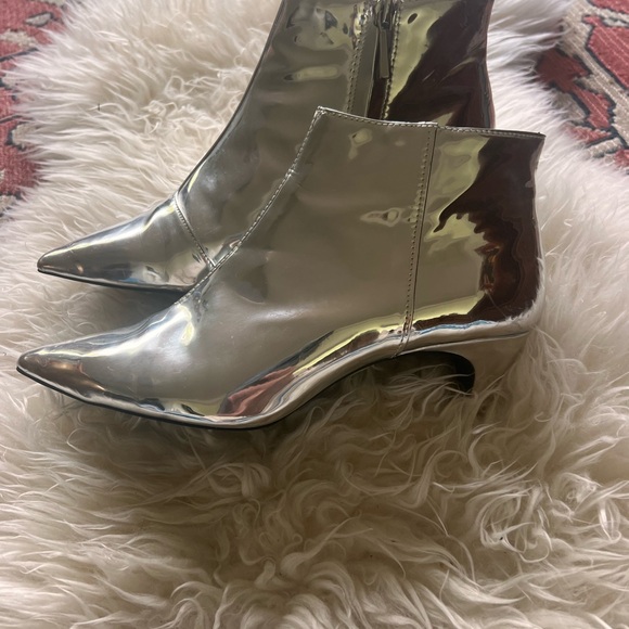 Zara Metallic Silvver Booties size 38 - Picture 2 of 5